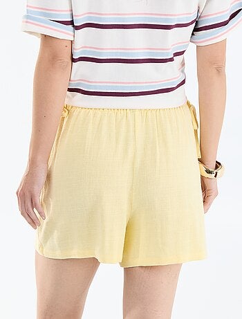 Effen short van linnenmix