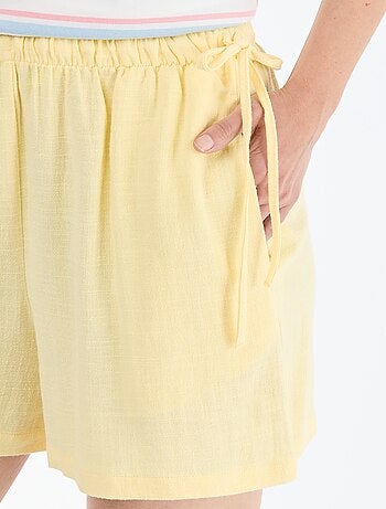 Effen short van linnenmix