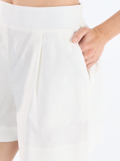 Effen short van linnenmix - Kiabi