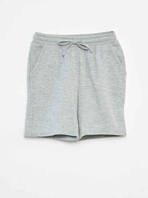 Effen short van tricot met wafeltextuur - Kiabi