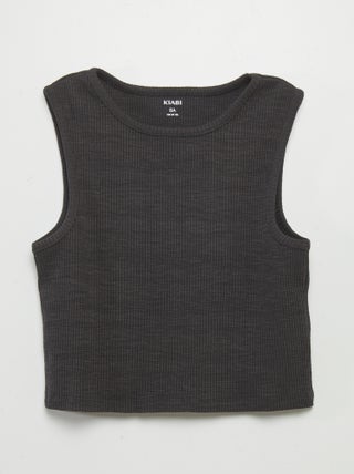 Effen singlet van ribtricot