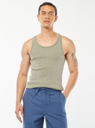 Effen singlet van ribtricot