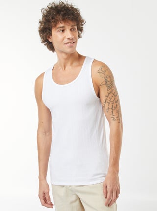 Effen singlet van ribtricot