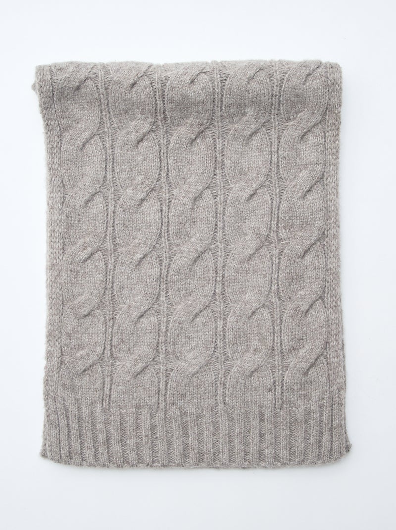 Effen sjaal met kabelpatroon Bruin - Kiabi