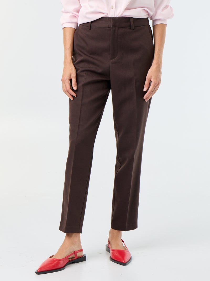 Effen skinny broek met 2 zakken Bruin - Kiabi