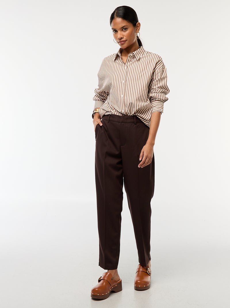 Effen skinny broek met 2 zakken Bruin - Kiabi