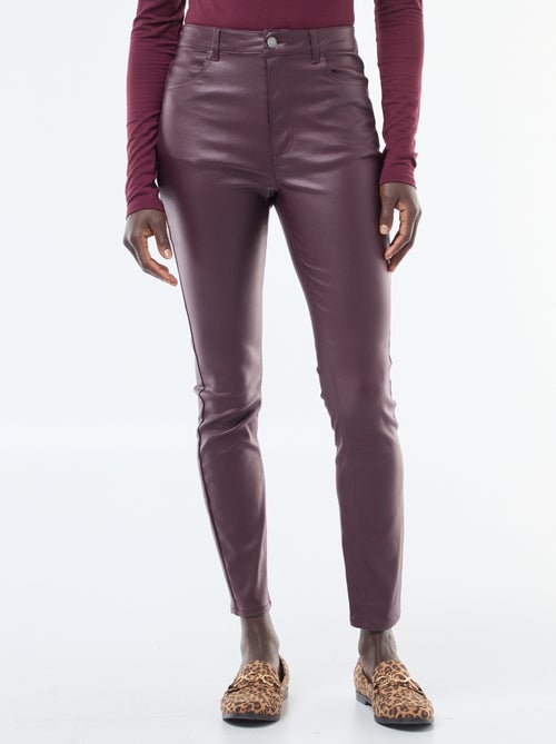 Effen skinny broek met coating - Kiabi