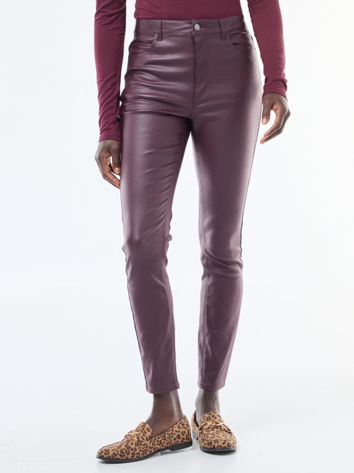 Effen skinny broek met coating - Kiabi