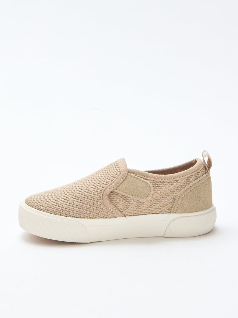 Effen sneakers van mesh | Instapmodel Biege - Kiabi