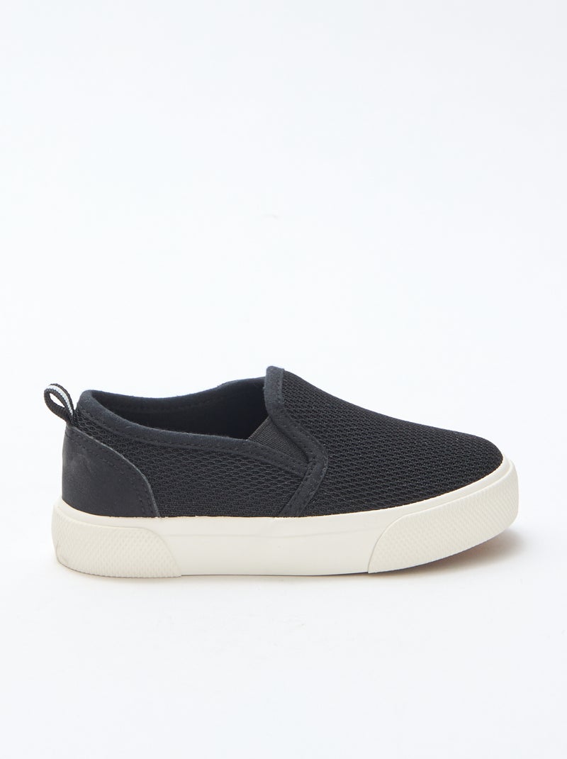 Effen sneakers van mesh | Instapmodel Zwart - Kiabi