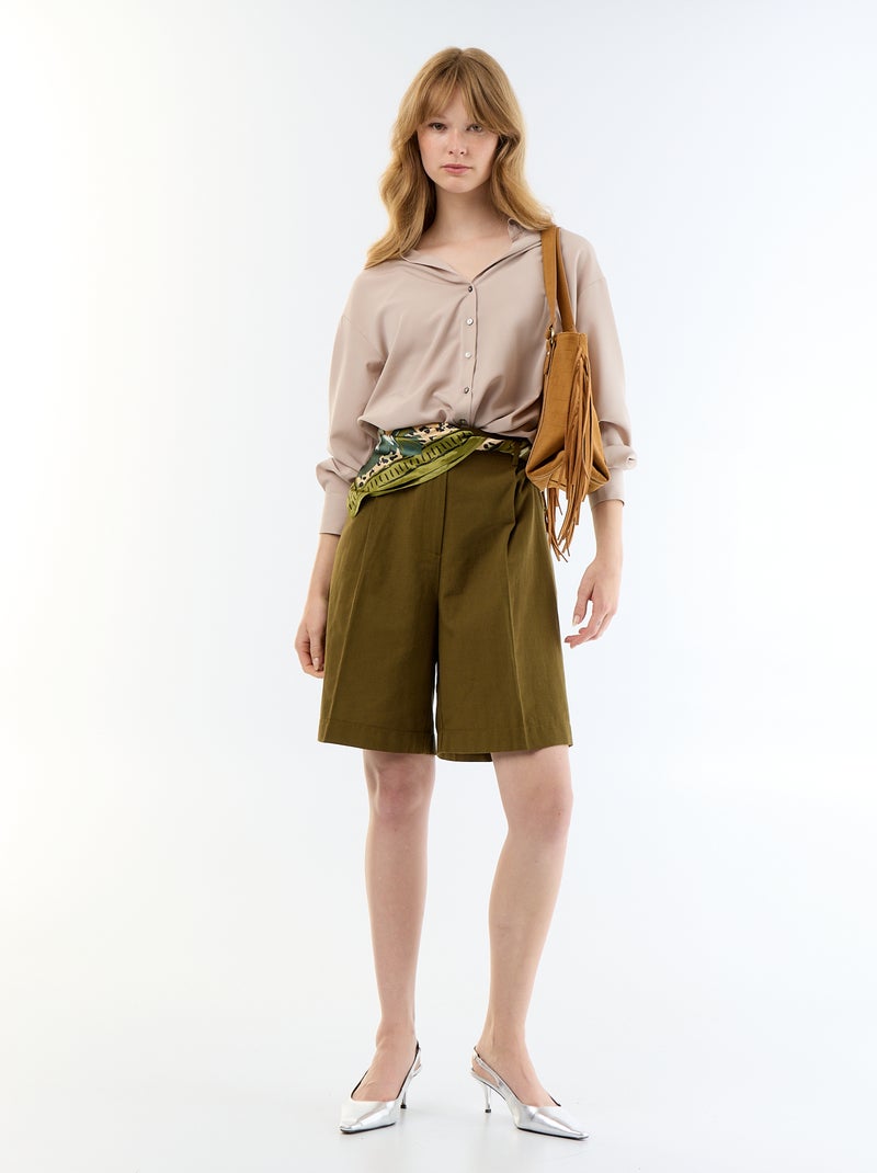 Effen soepele blouse Biege - Kiabi