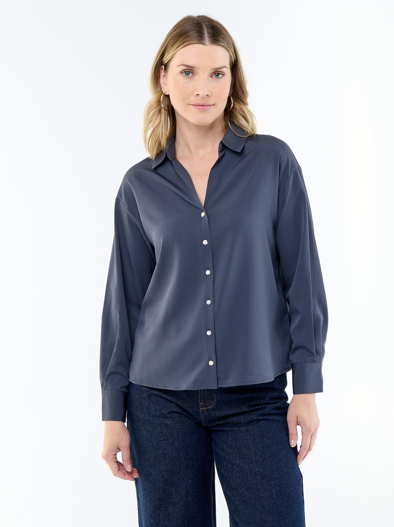 Effen soepele blouse Blauw - Kiabi