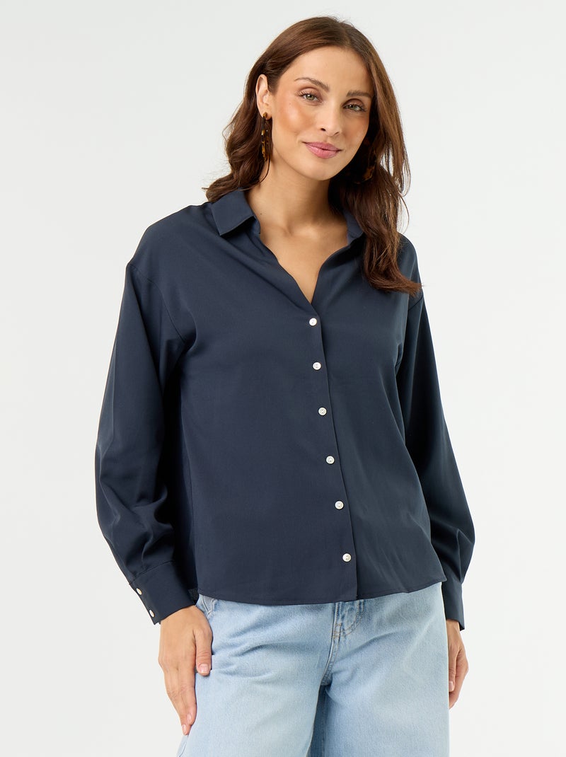 Effen soepele blouse Blauw - Kiabi