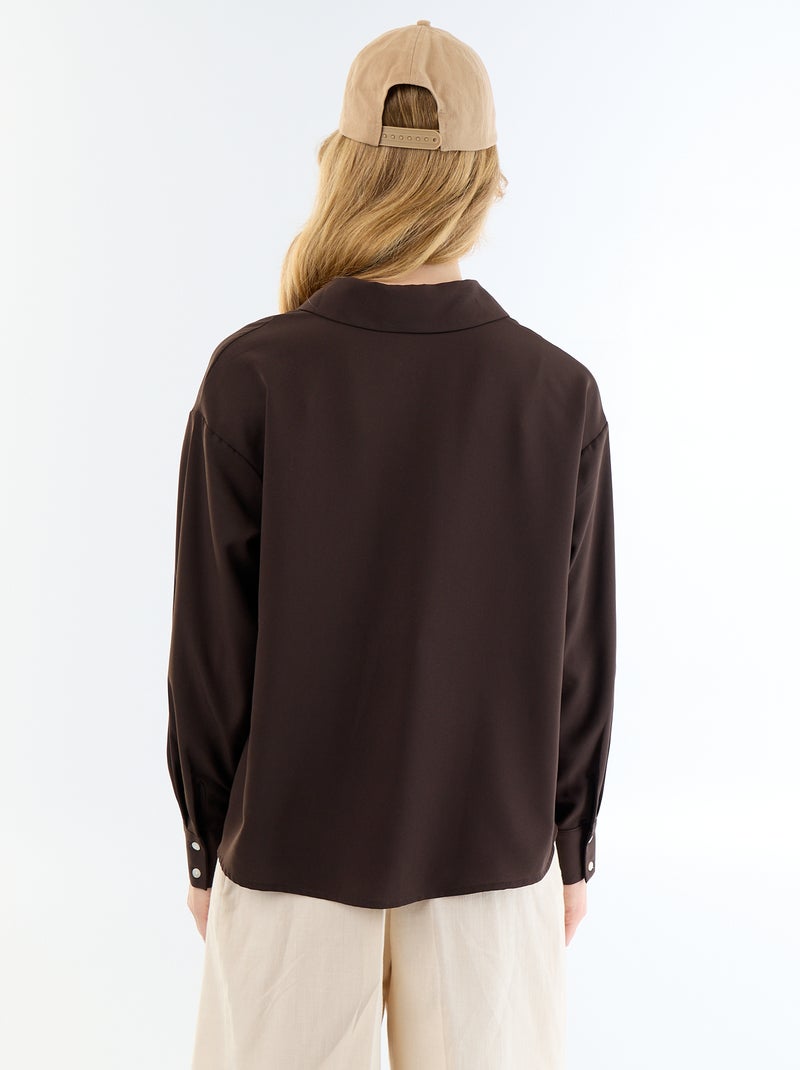 Effen soepele blouse Bruin - Kiabi