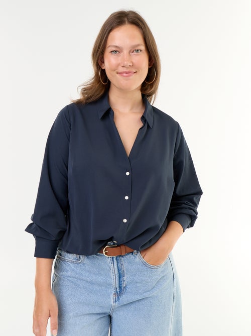 Effen soepelvallende blouse - Kiabi