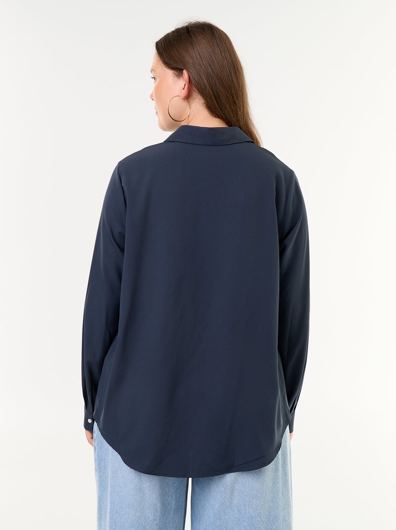Effen soepelvallende blouse Blauw - Kiabi