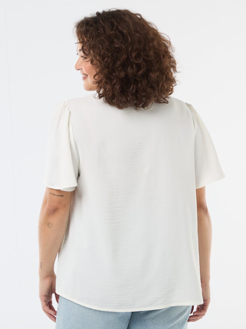 Effen, soepelvallende blouse met korte mouwen Wit - Kiabi