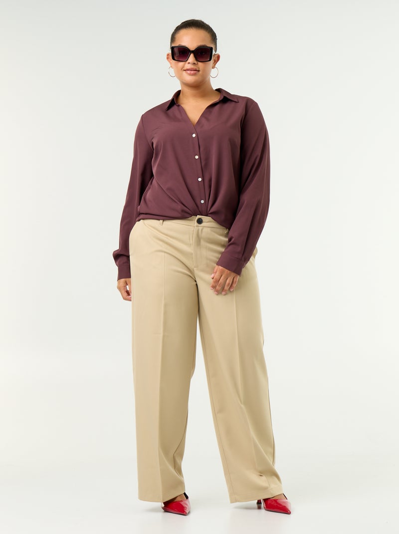 Effen soepelvallende blouse Paars - Kiabi