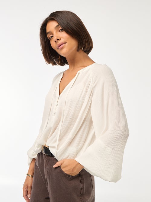 Effen soepelvallende blouse - Kiabi