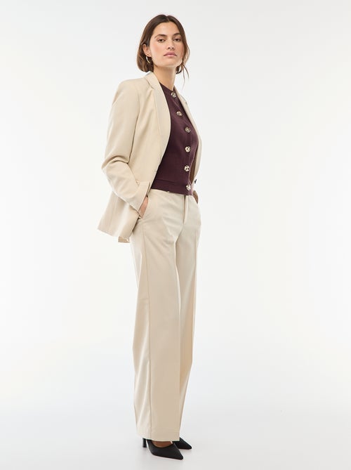 Effen, soepelvallende broek met wijde pijpen - Kiabi