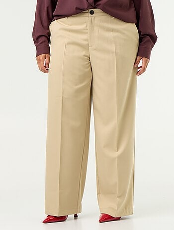 Effen, soepelvallende broek met wijde pijpen