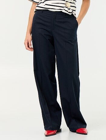 Effen, soepelvallende broek met wijde pijpen