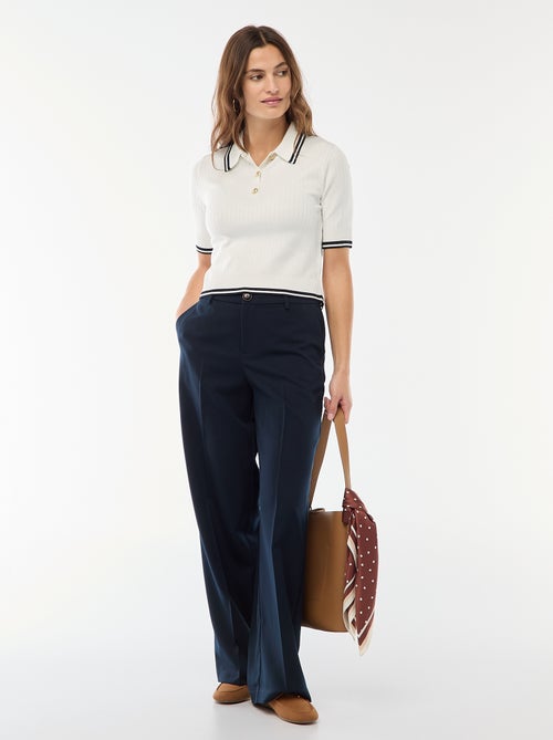 Effen, soepelvallende broek met wijde pijpen - Kiabi