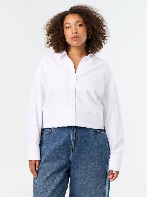 Effen soepelvallende oxfordblouse - Kiabi