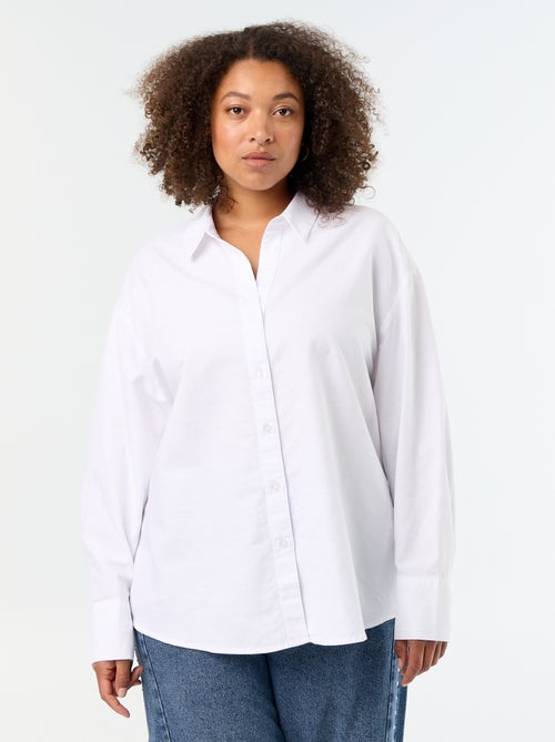 Effen soepelvallende oxfordblouse - Kiabi