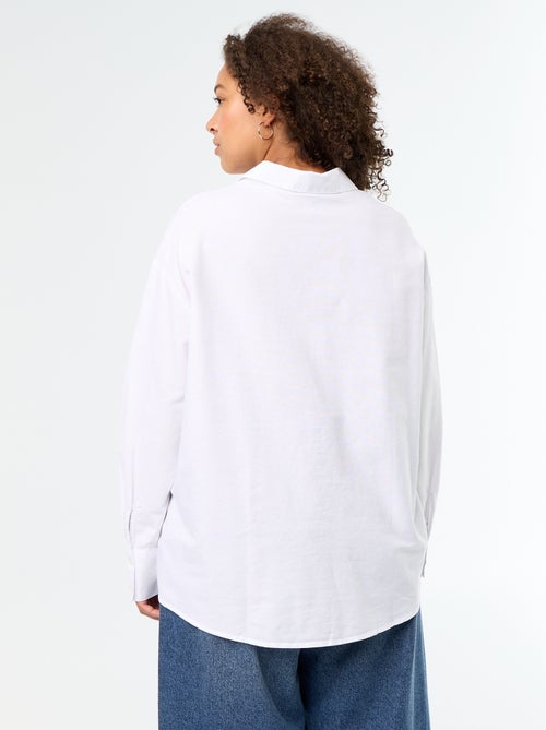 Effen soepelvallende oxfordblouse - Kiabi