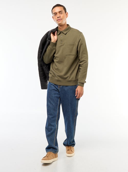 Effen sweater in polostijl met lange mouw - Kiabi