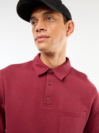 Effen sweater in polostijl met lange mouw