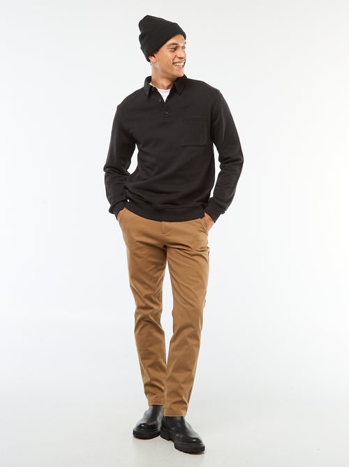 Effen sweater in polostijl met lange mouw - Kiabi