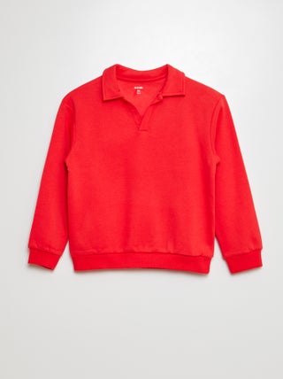 Effen sweater in polostijl