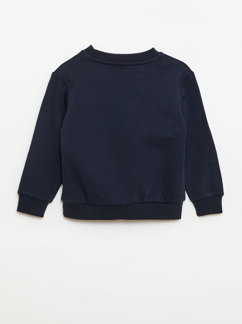 Effen sweater joggingstof met zachte, geruwde binnenzijde BLAUW - Kiabi