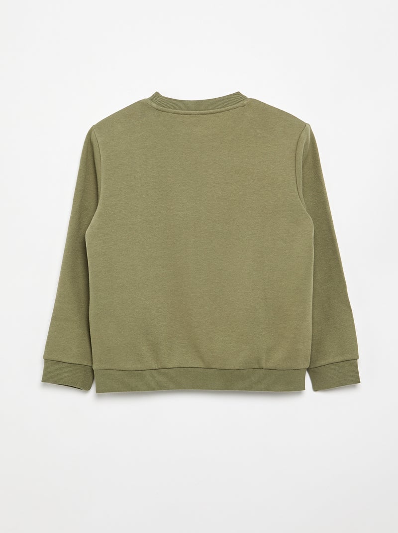 Effen sweater joggingstof met zachte, geruwde binnenzijde Groen - Kiabi