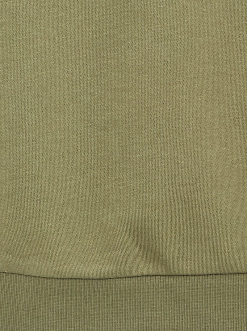 Effen sweater joggingstof met zachte, geruwde binnenzijde Groen - Kiabi