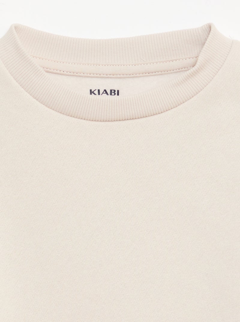 Effen sweater joggingstof met zachte, geruwde binnenzijde WIT - Kiabi