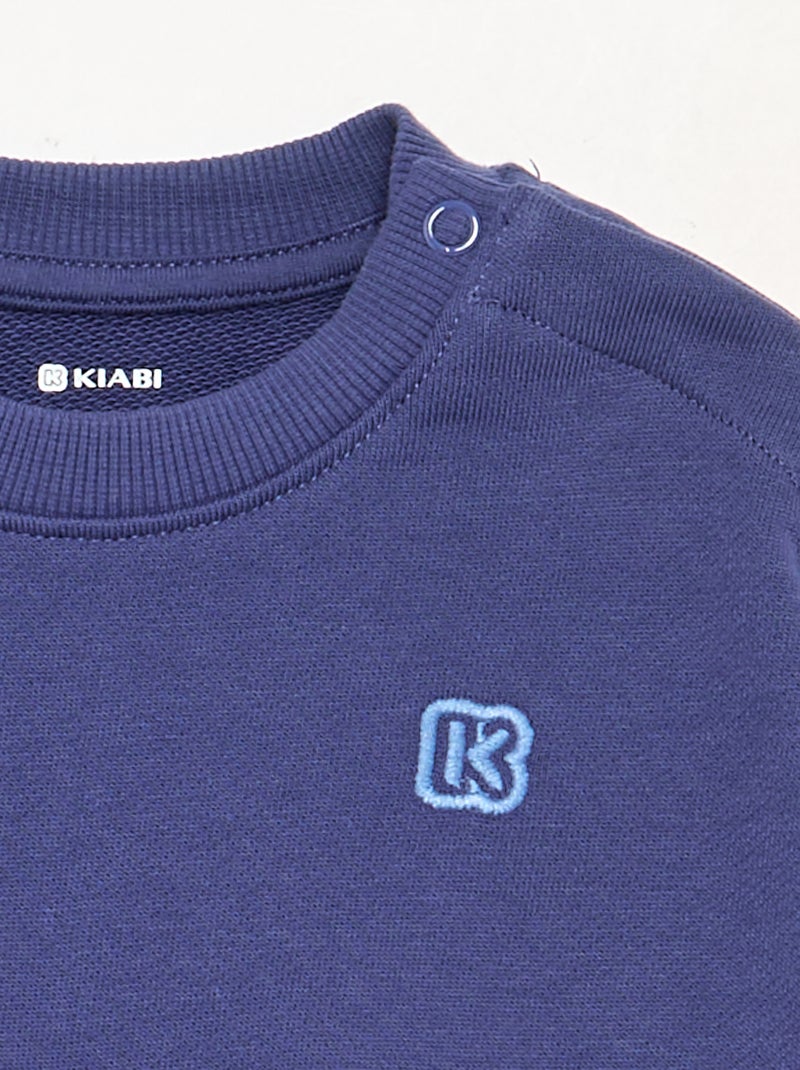 Effen sweater met lange mouwen van ongeruwde molton voor baby's - Kiabi Blauw - Kiabi