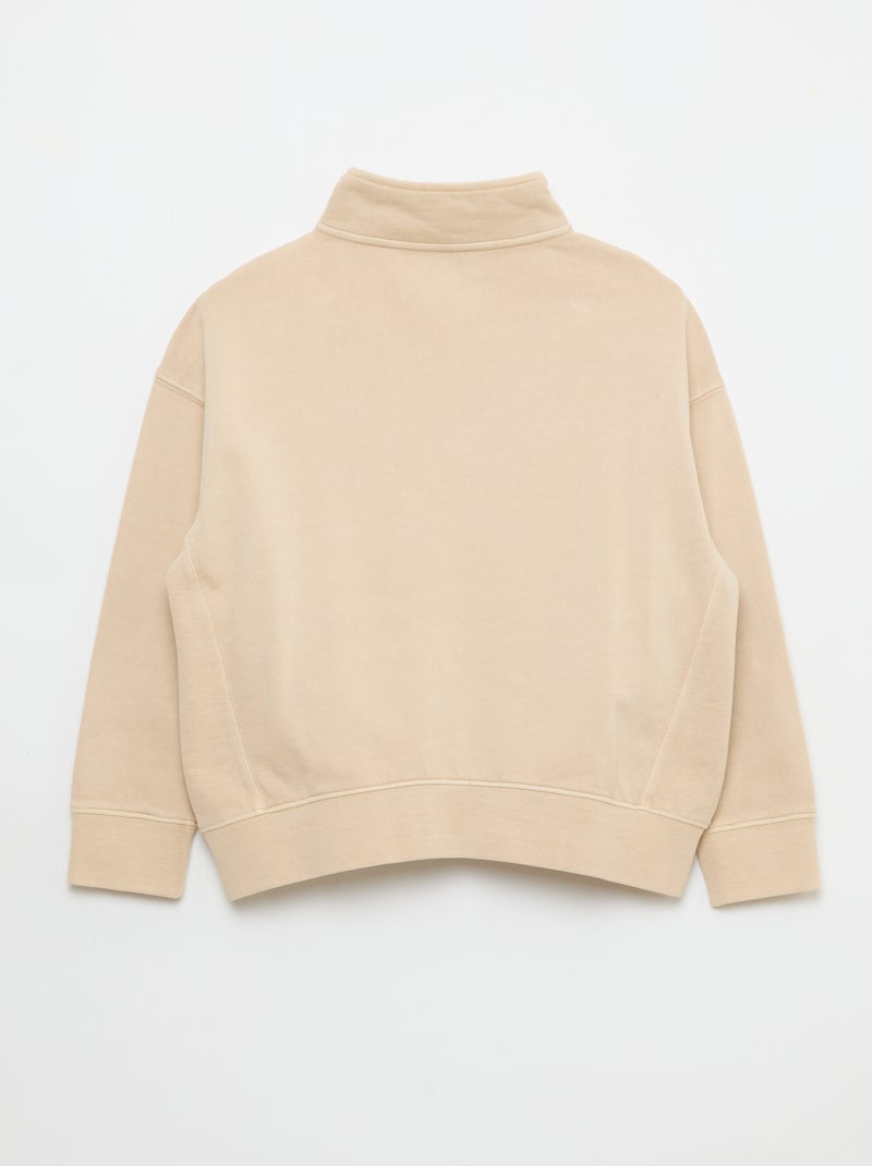 Effen sweater met opstaande kraag Biege - Kiabi
