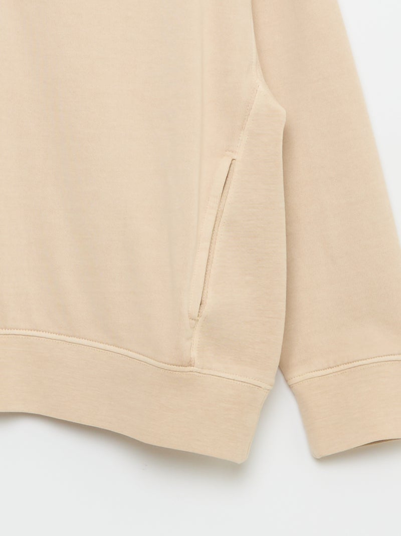 Effen sweater met opstaande kraag Biege - Kiabi