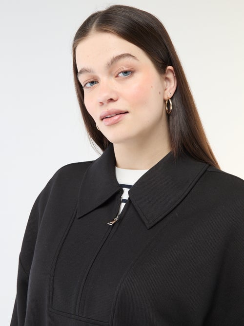 Effen sweater met opstaande kraag met rits - Kiabi