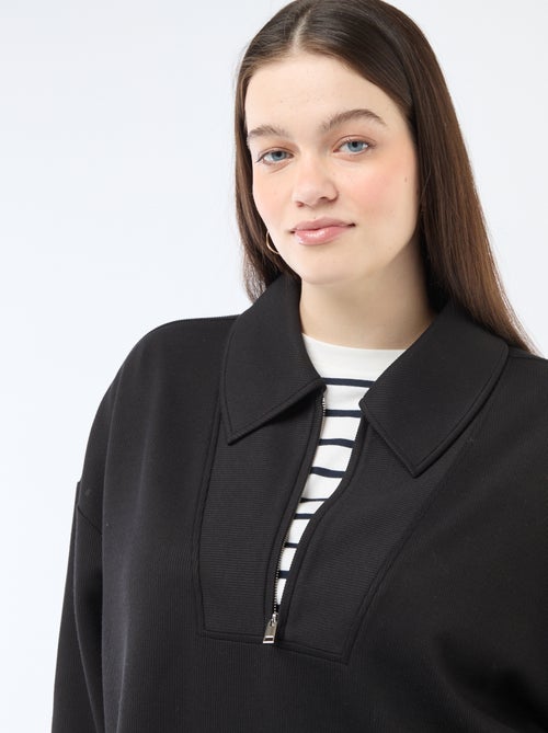 Effen sweater met opstaande kraag met rits - Kiabi