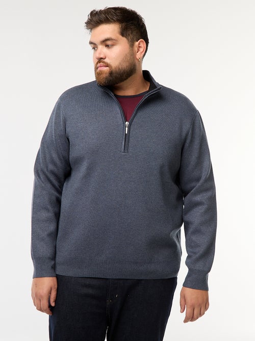 Effen sweater met opstaande ritskraag in schippersstijl - Kiabi