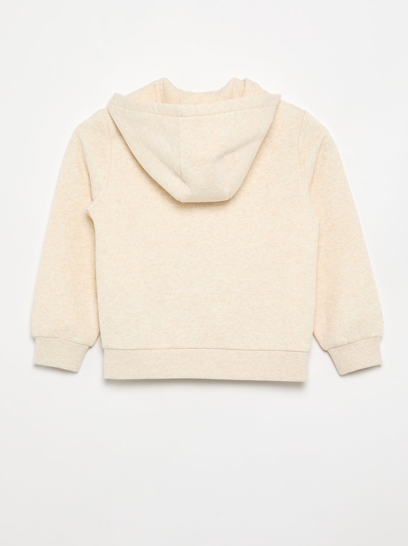 Effen sweater met rits en capuchon Biege - Kiabi