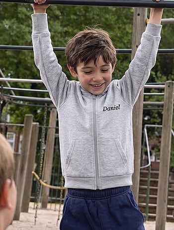 Effen sweater met rits en capuchon