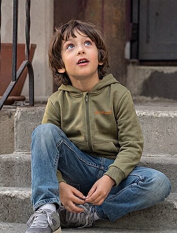 Effen sweater met rits en capuchon