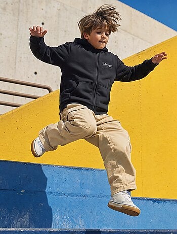 Effen sweater met rits en capuchon