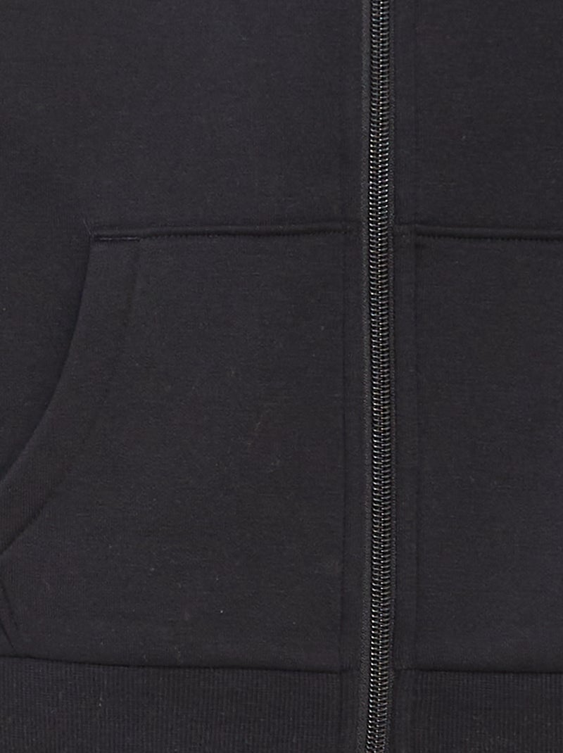 Effen sweater met rits en capuchon zwart - Kiabi