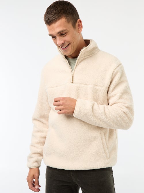 Effen sweater met rits en opstaande kraag - Kiabi